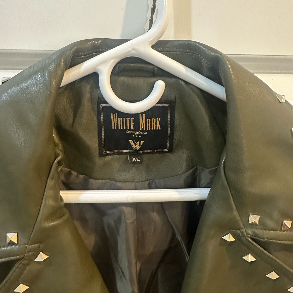 White Mark Women's Olive Studded Jacket - Picture 9 of 11
